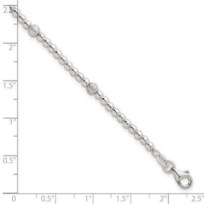 Sterling Silver Polished and Textured Beaded 7.5 inch 5-Station Bracelet