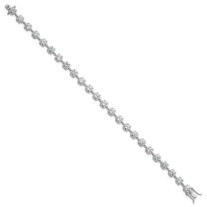 Sterling Silver Rhodium-plated Polished Round CZ in Hexagon Setting 8 Inch Bracelet