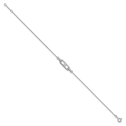 Sterling Silver Rhodium-plated Polished CZ Oval Link 7 inch with 0.5 inch Extender Bracelet