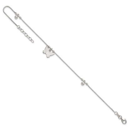 Sterling Silver Beaded Butterfly 9 inch Plus 1 inch Extender - Total 10 inch Anklet