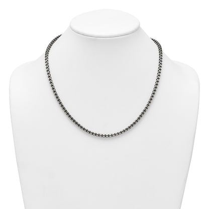 Sterling Silver Antiqued Brushed 4.00mm Fancy Box Link 19.75 inch Necklace
