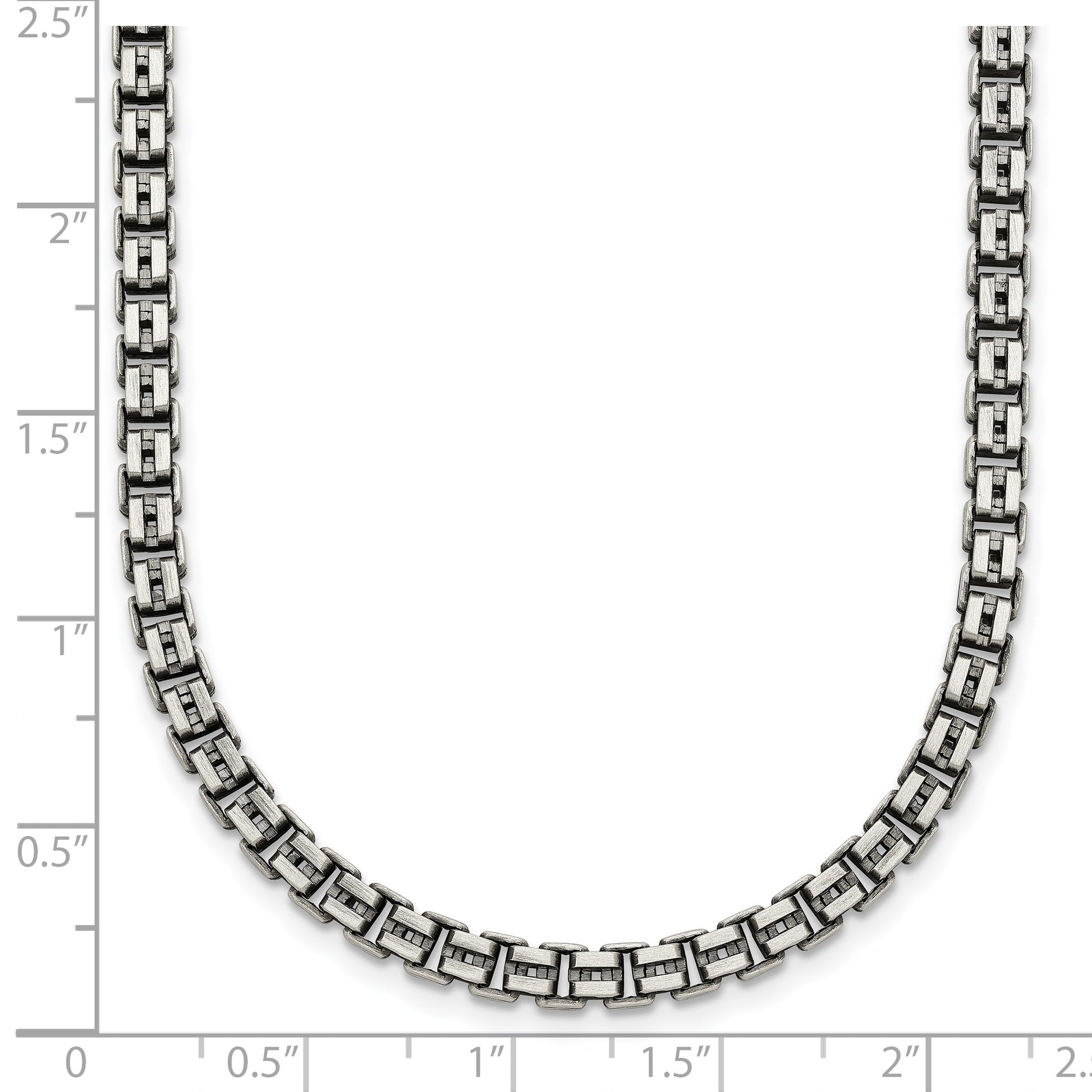 Sterling Silver Antiqued Brushed 4.00mm Fancy Box Link 19.75 inch Necklace
