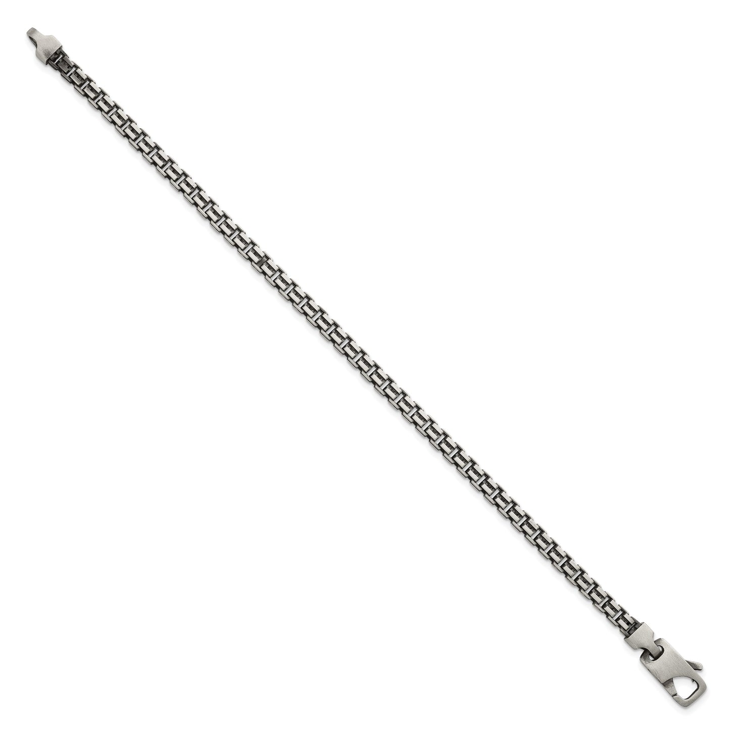 Sterling Silver Antiqued Brushed 4.00mm Fancy Box Link 7.75 inch Bracelet