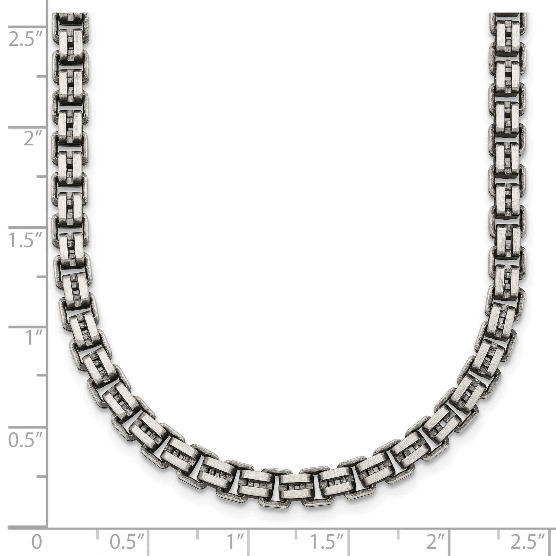 Sterling Silver Antiqued Brushed 5.00mm Fancy Box Link 19.75 inch Necklace