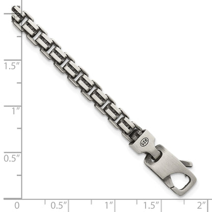Sterling Silver Antiqued Brushed 5.00mm Fancy Box Link 7.75 inch Bracelet