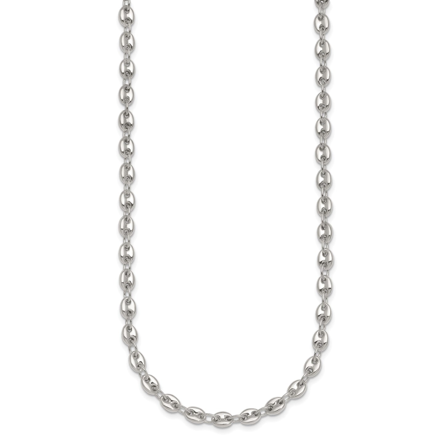 Sterling Silver Polished 4.8mm Puffed Mariner/Anchor Link 18 Inch Necklace