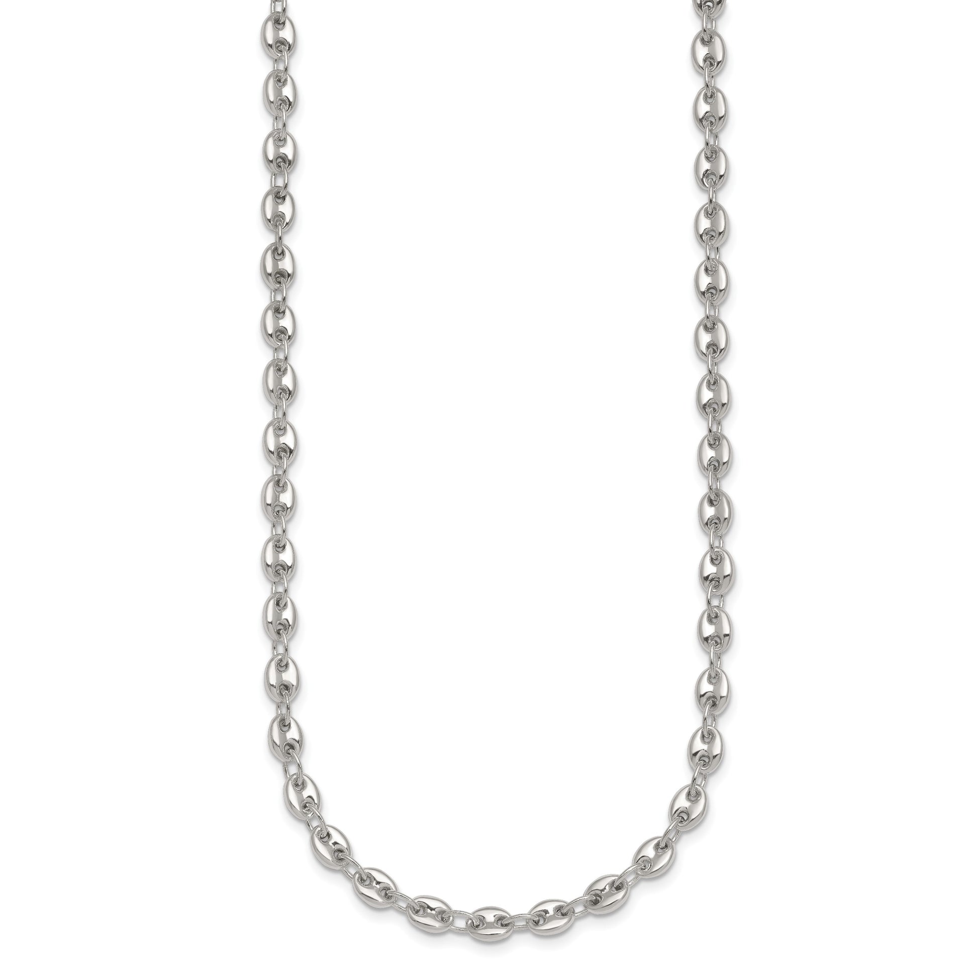Sterling Silver Polished 4.8mm Puffed Mariner/Anchor Link 18 Inch Necklace