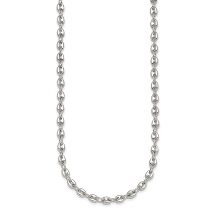 Sterling Silver Polished 4.8mm Puffed Mariner/Anchor Link 18 Inch Necklace
