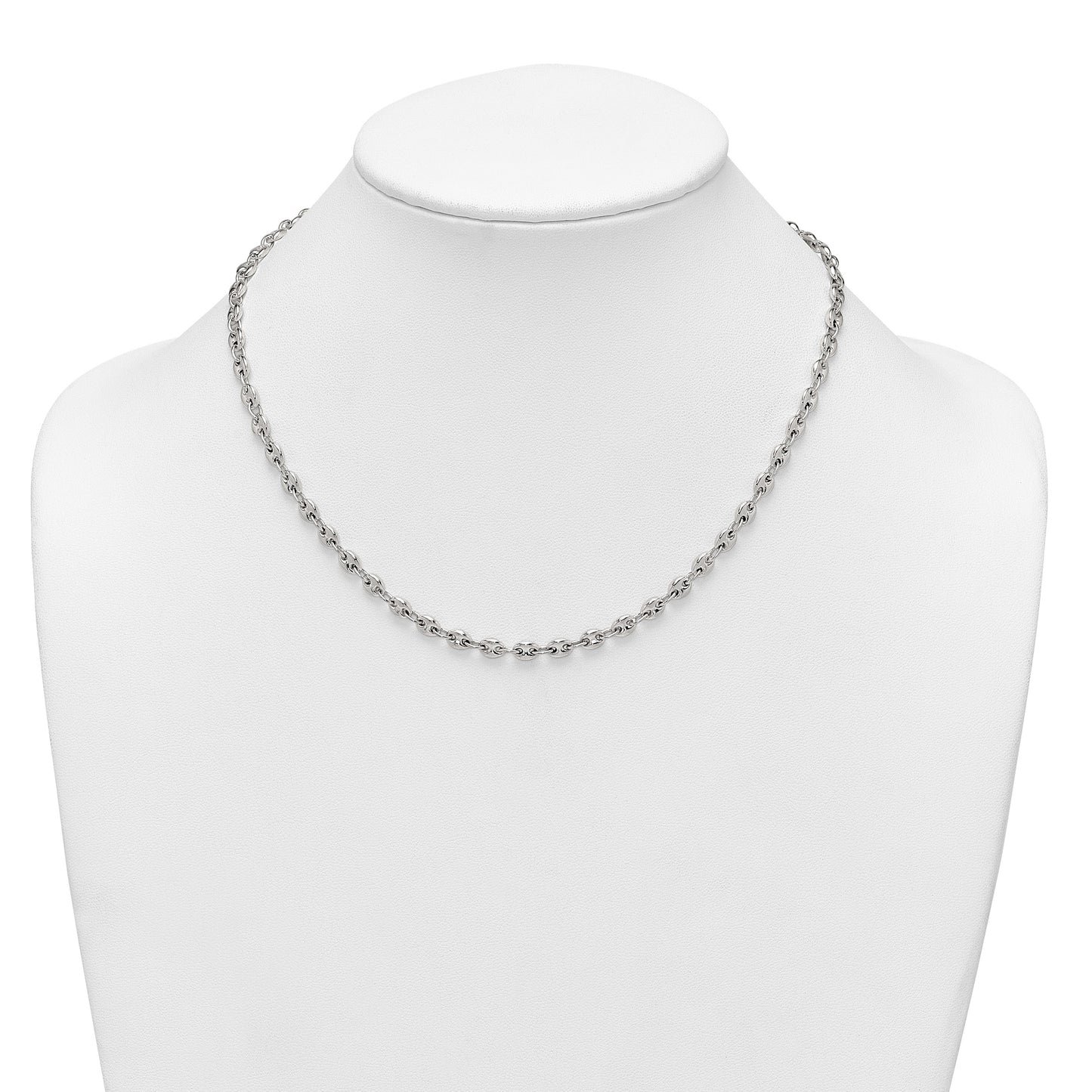 Sterling Silver Polished 4.8mm Puffed Mariner/Anchor Link 18 Inch Necklace