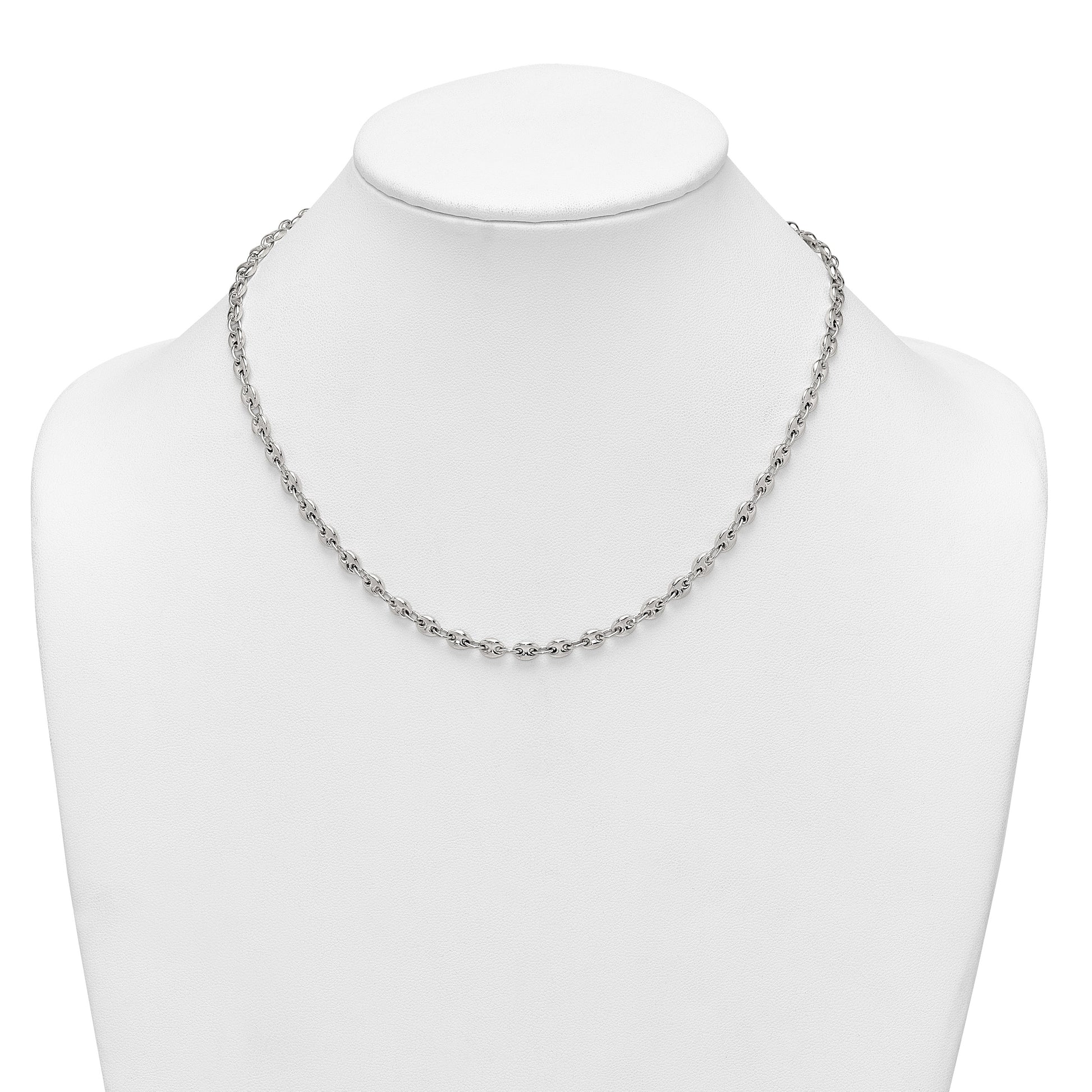 Sterling Silver Polished 4.8mm Puffed Mariner/Anchor Link 18 Inch Necklace