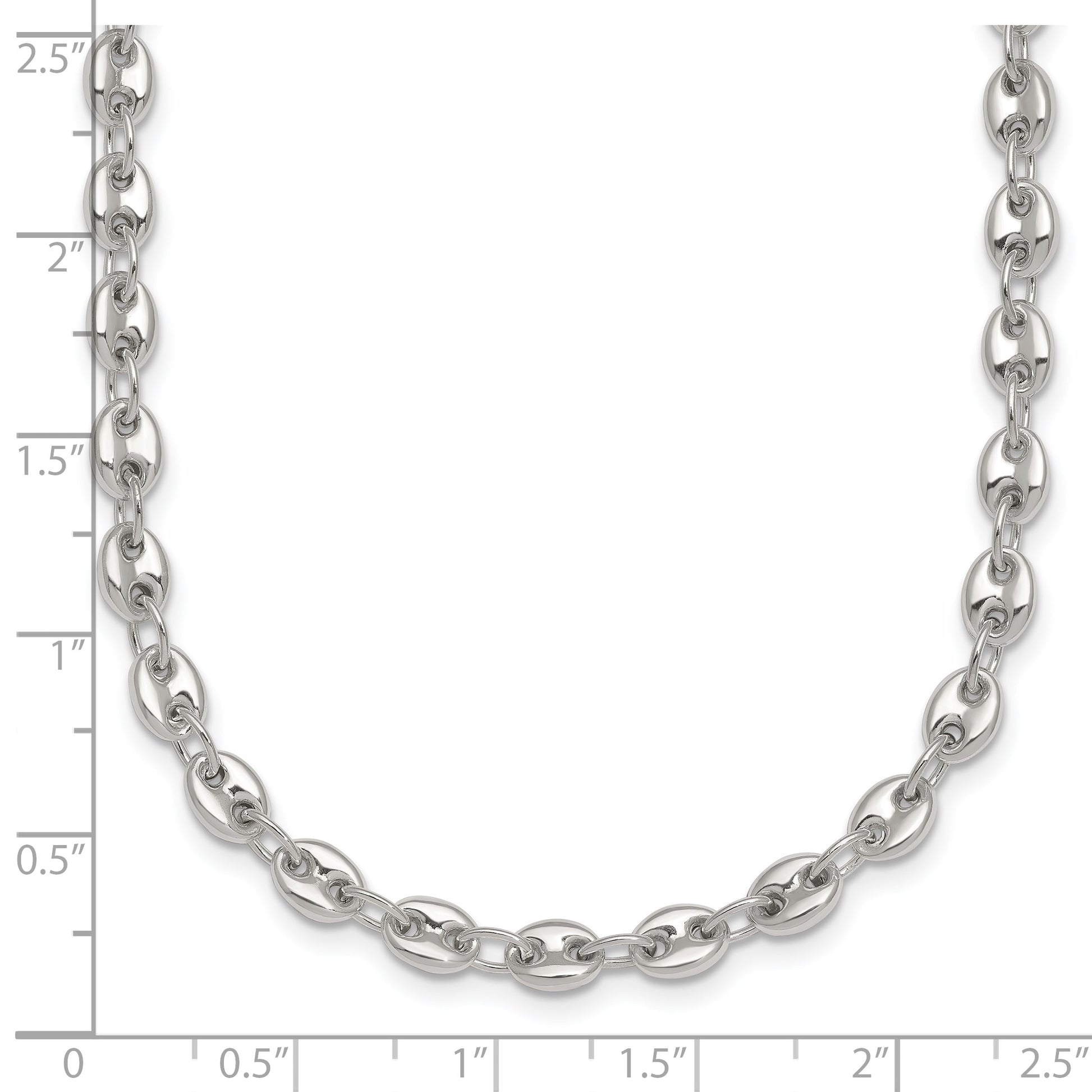Sterling Silver Polished 4.8mm Puffed Mariner/Anchor Link 18 Inch Necklace