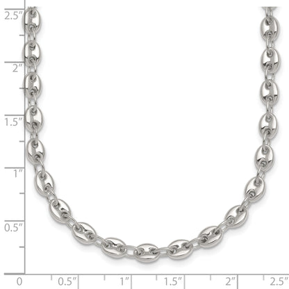 Sterling Silver Polished 4.8mm Puffed Mariner/Anchor Link 18 Inch Necklace