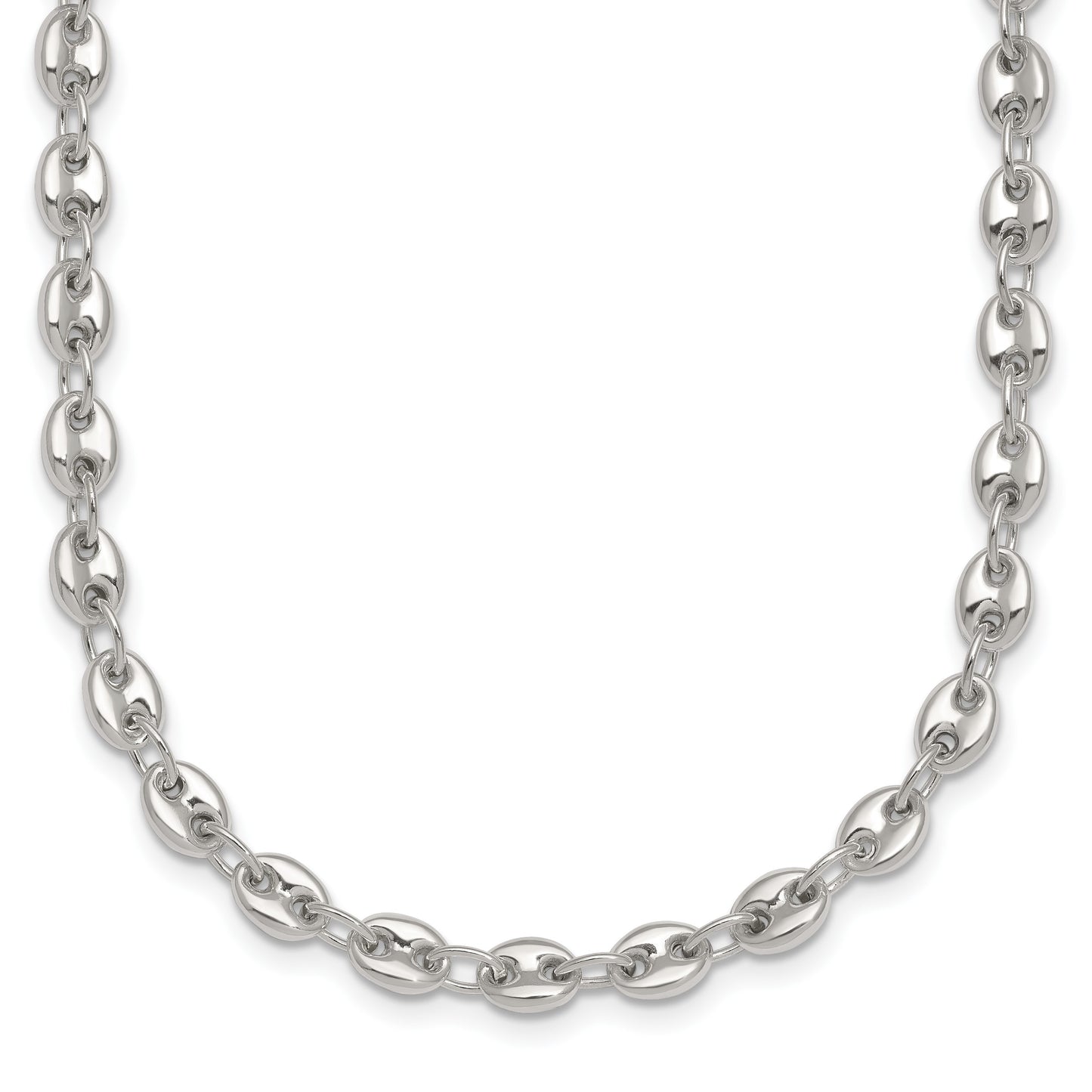 Sterling Silver Polished 4.8mm Puffed Mariner/Anchor Link 18 Inch Necklace