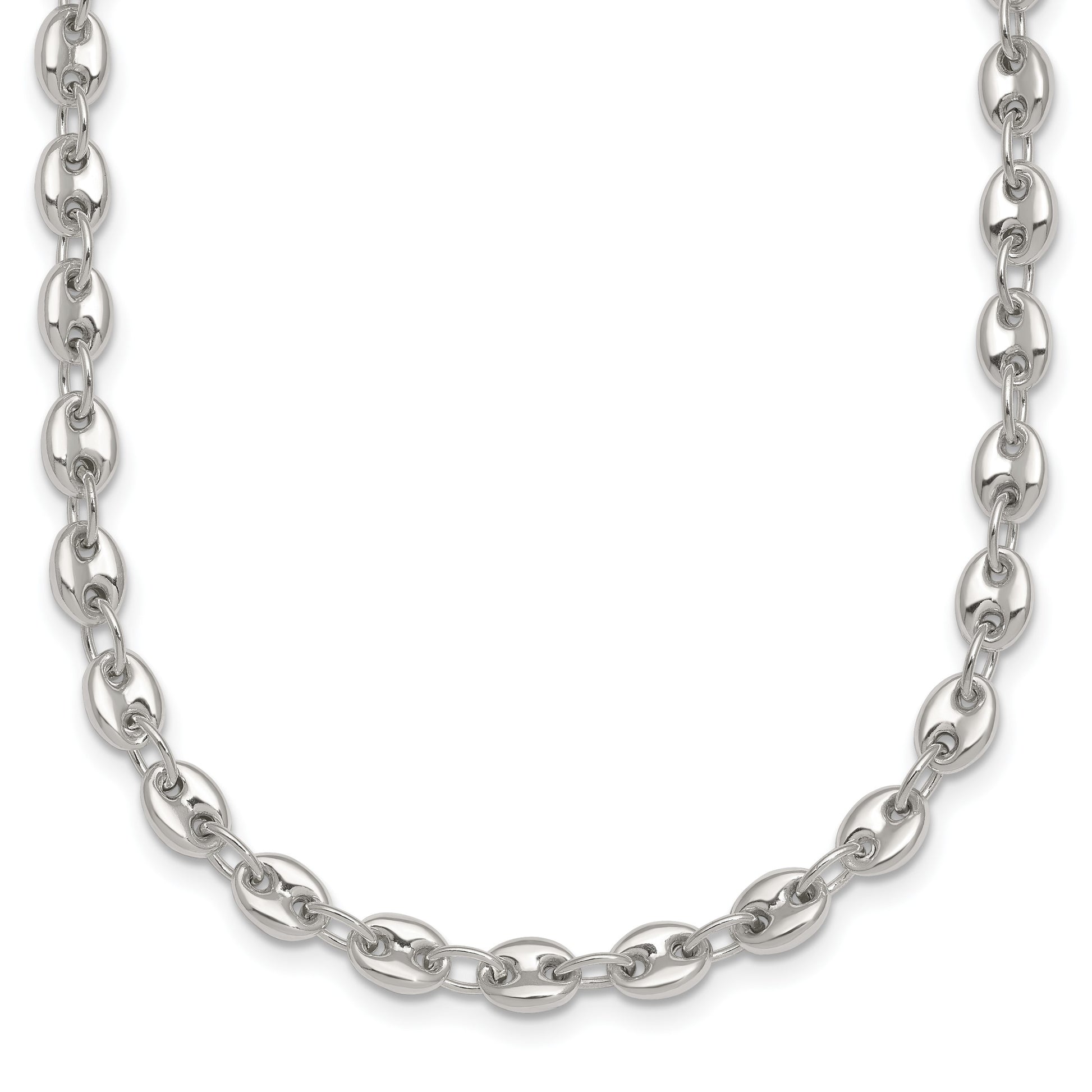 Sterling Silver Polished 4.8mm Puffed Mariner/Anchor Link 18 Inch Necklace