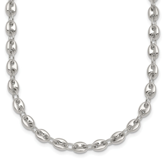 Sterling Silver Polished 4.8mm Puffed Mariner/Anchor Link 18 Inch Necklace