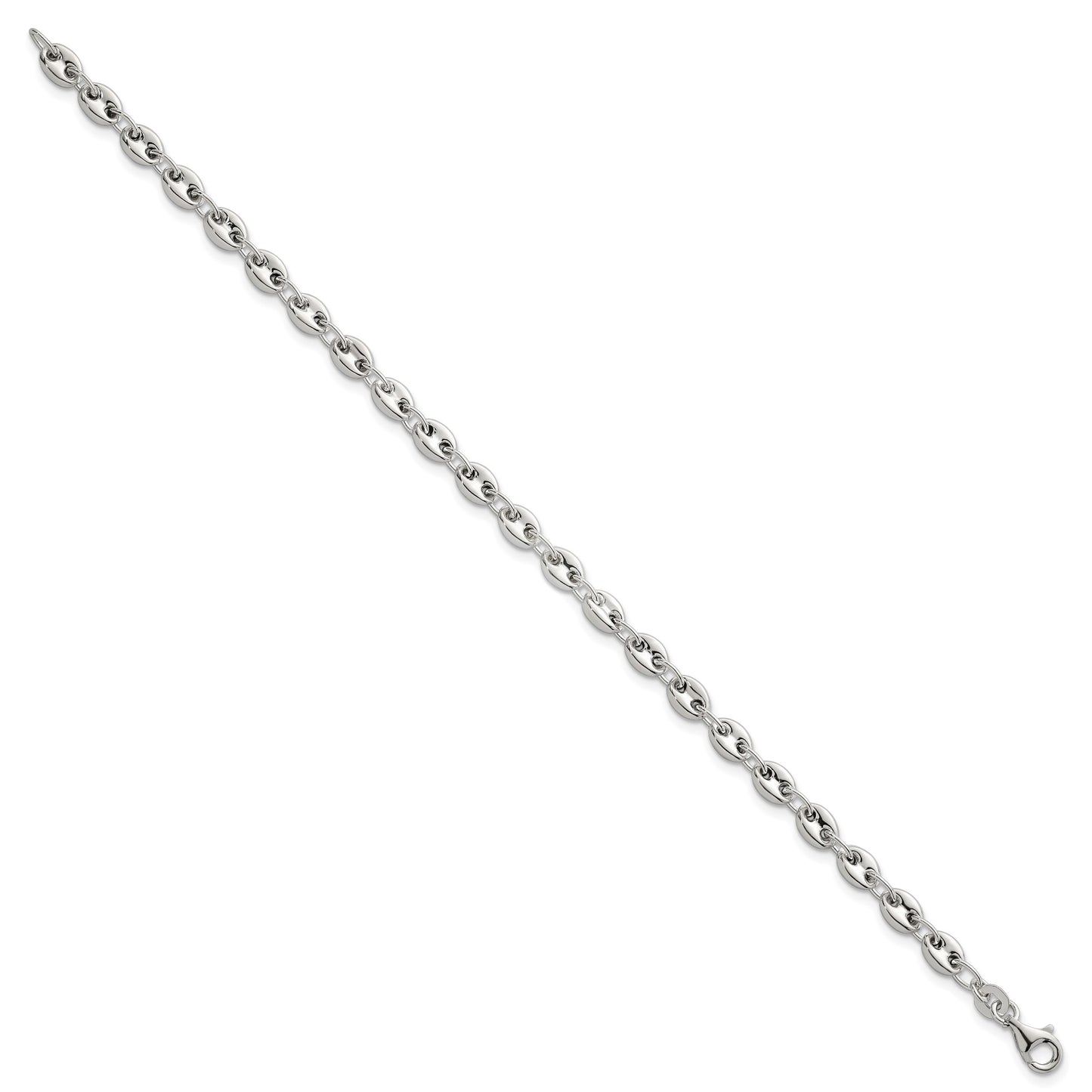Sterling Silver Polished 4.8mm Puffed Mariner/Anchor Link 7.5 Inch Bracelet