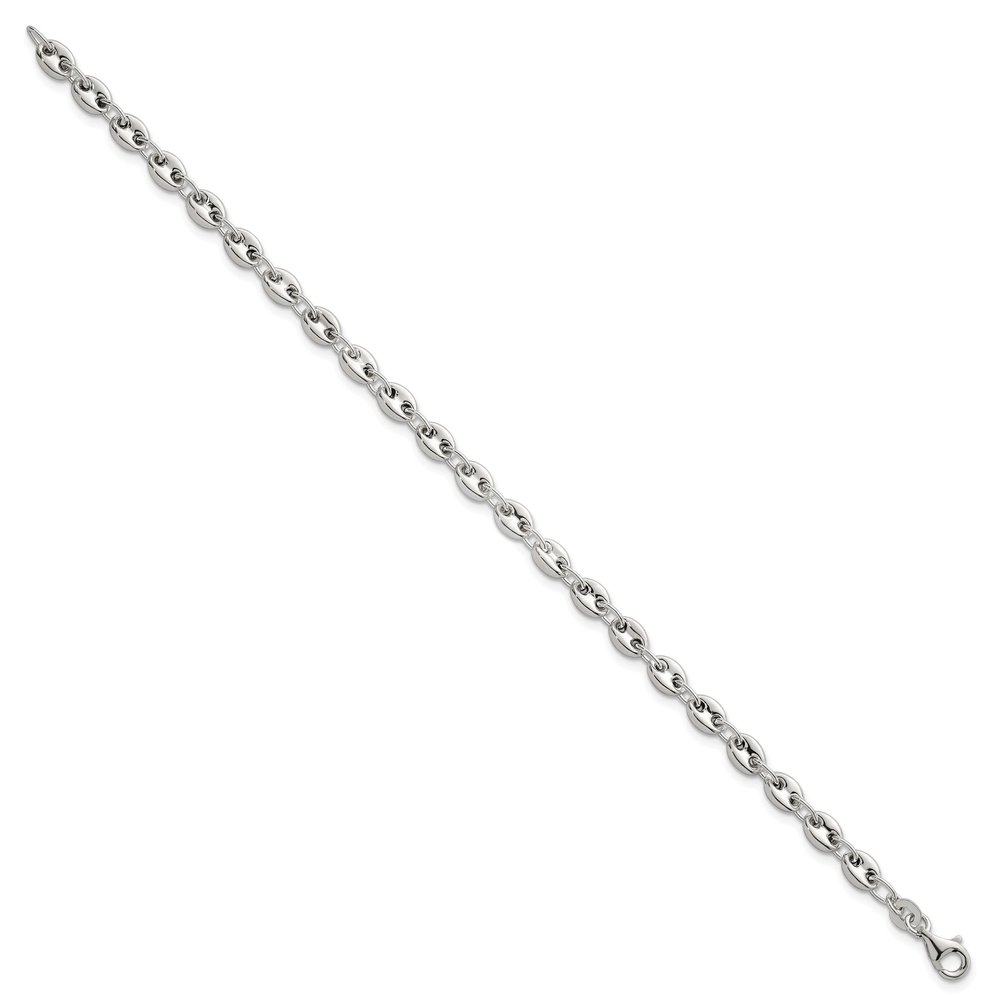 Sterling Silver Polished 4.8mm Puffed Mariner/Anchor Link 7.5 Inch Bracelet