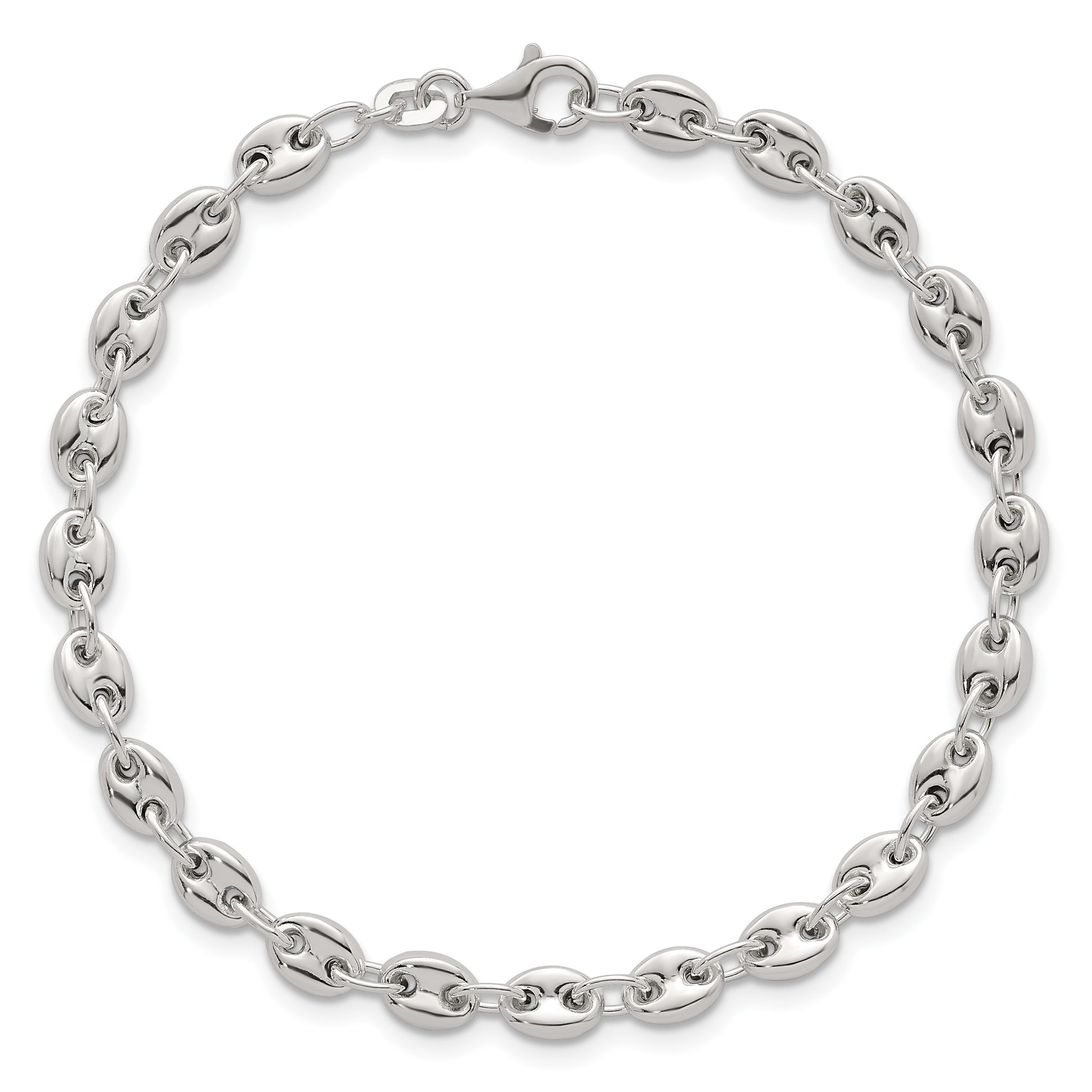 Sterling Silver Polished 4.8mm Puffed Mariner/Anchor Link 7.5 Inch Bracelet