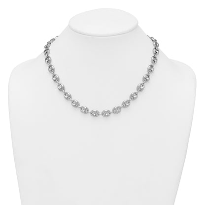 Sterling Silver Rhodium-plated Puffed Anchor/Mariner Link 18 inch Necklace