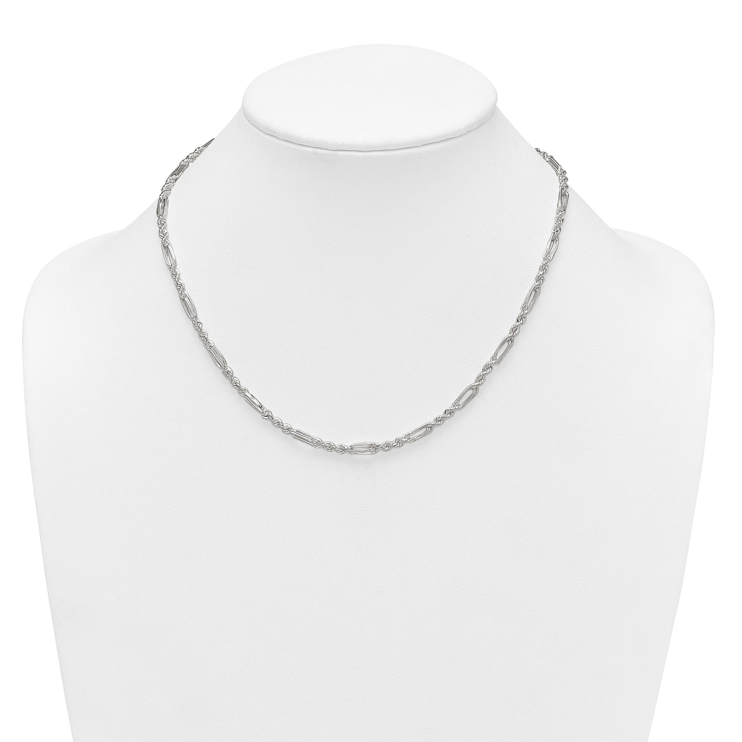 Sterling Silver Polished 4.0mm Figaro Rope 18 Inch Necklace