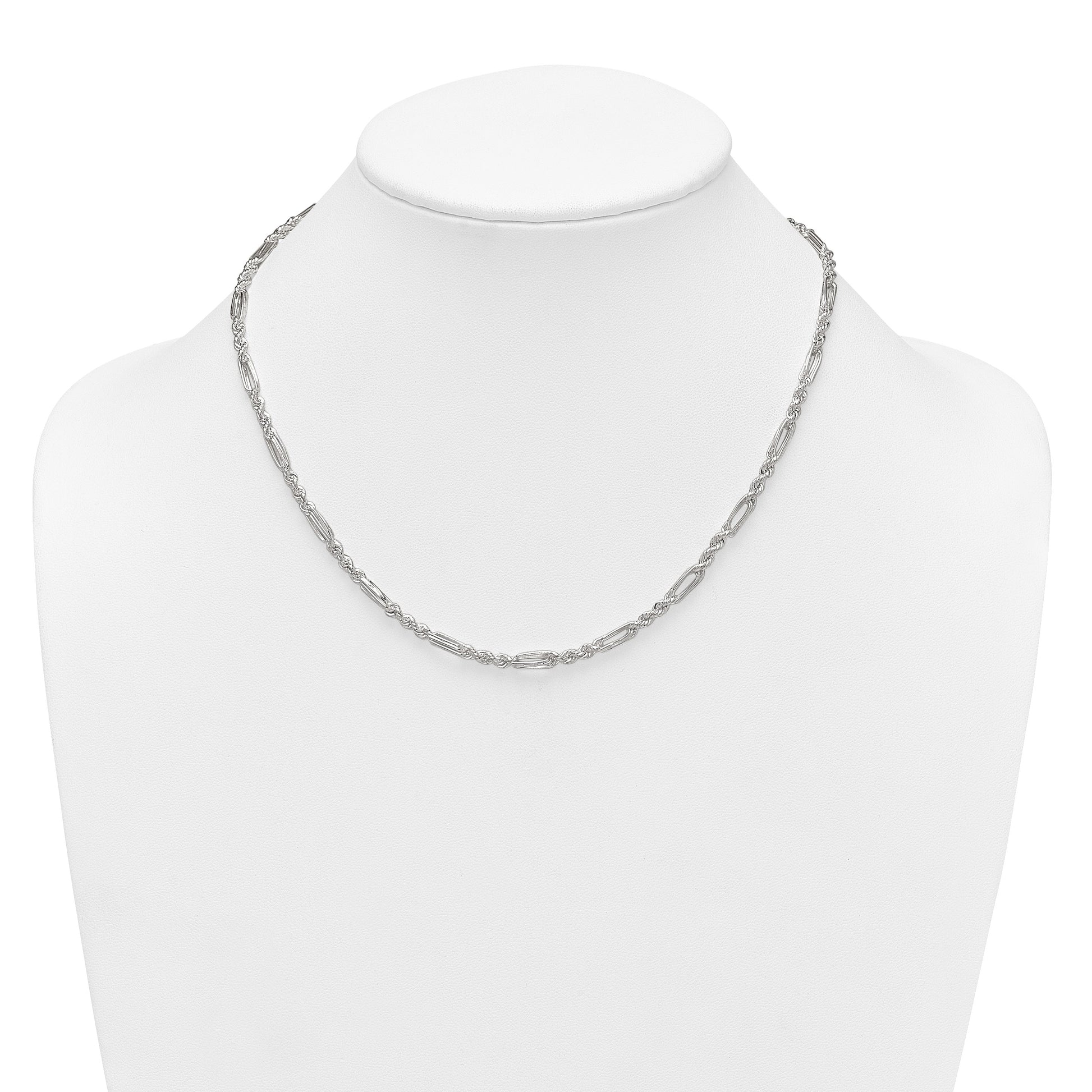 Sterling Silver Polished 4.0mm Figaro Rope 18 Inch Necklace