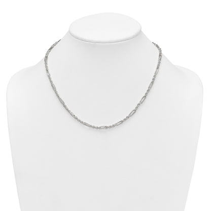 Sterling Silver Polished 4.0mm Figaro Rope 18 Inch Necklace