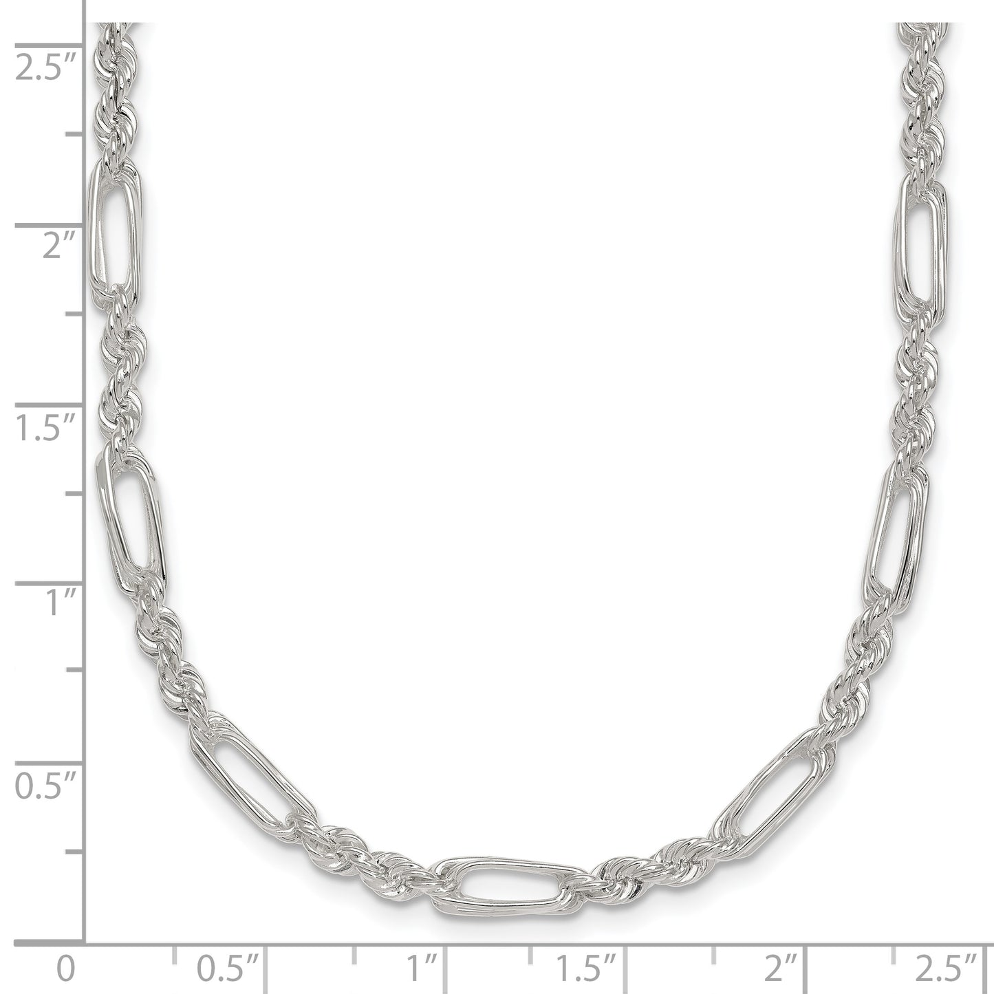 Sterling Silver Polished 4.0mm Figaro Rope 18 Inch Necklace