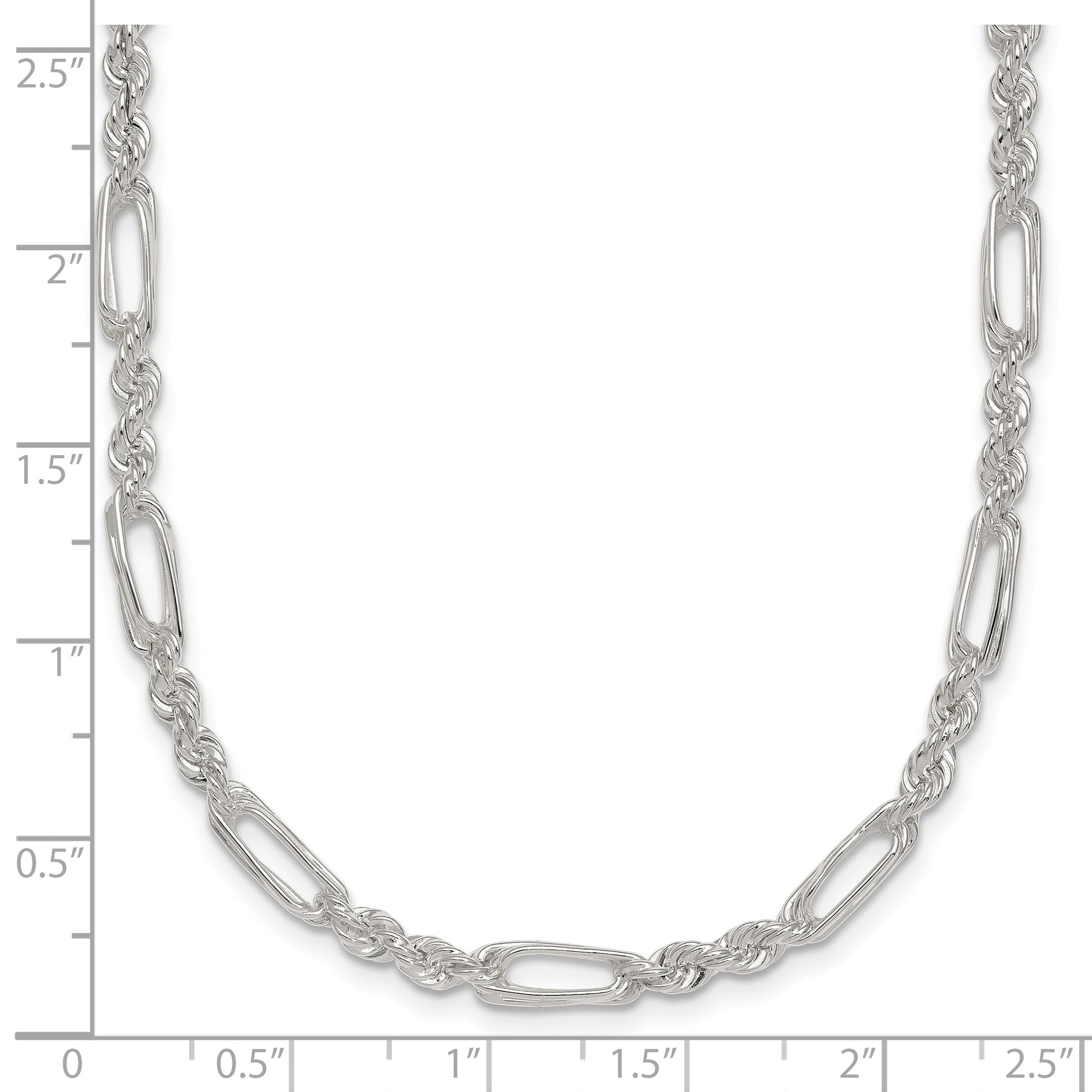 Sterling Silver Polished 4.0mm Figaro Rope 18 Inch Necklace