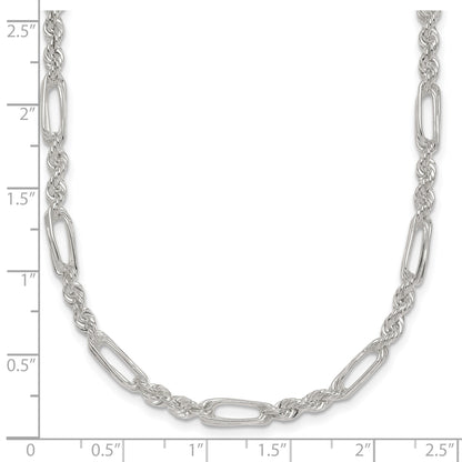 Sterling Silver Polished 4.0mm Figaro Rope 18 Inch Necklace