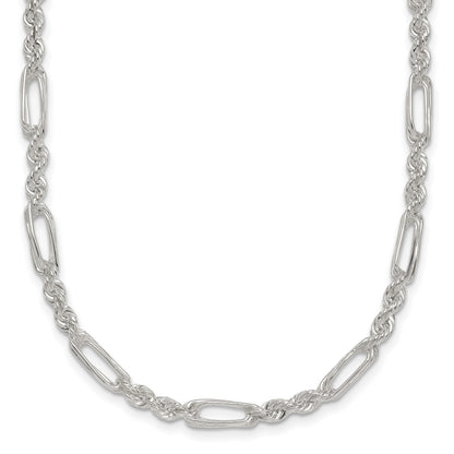 Sterling Silver Polished 4.0mm Figaro Rope 18 Inch Necklace