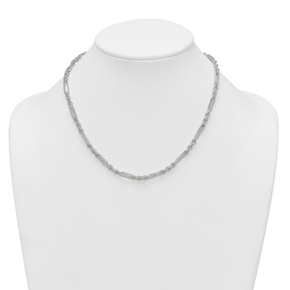 Sterling Silver Polished Textured 4.5mm Figaro Rope 18 inch Necklace