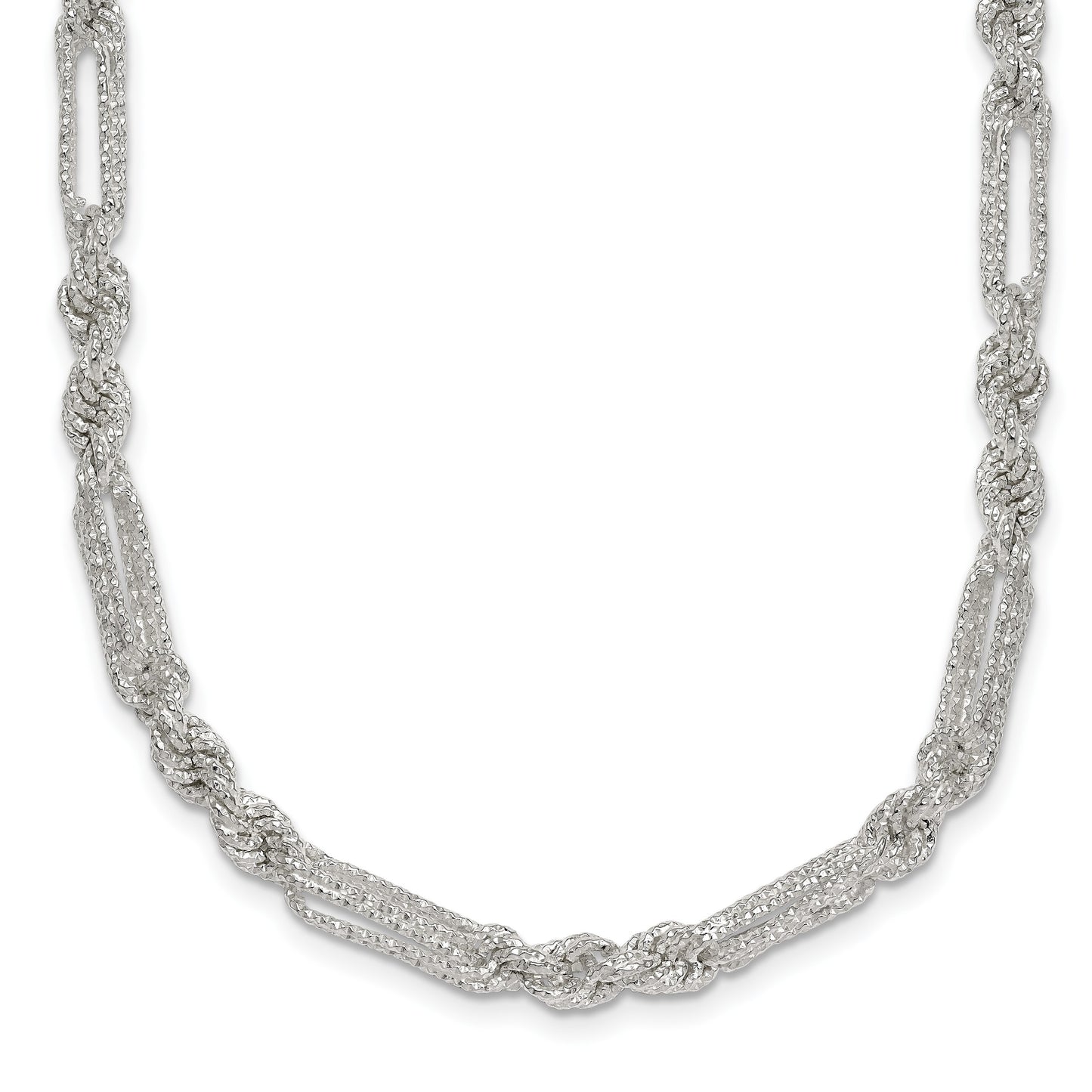 Sterling Silver Polished Textured 4.5mm Figaro Rope 18 inch Necklace