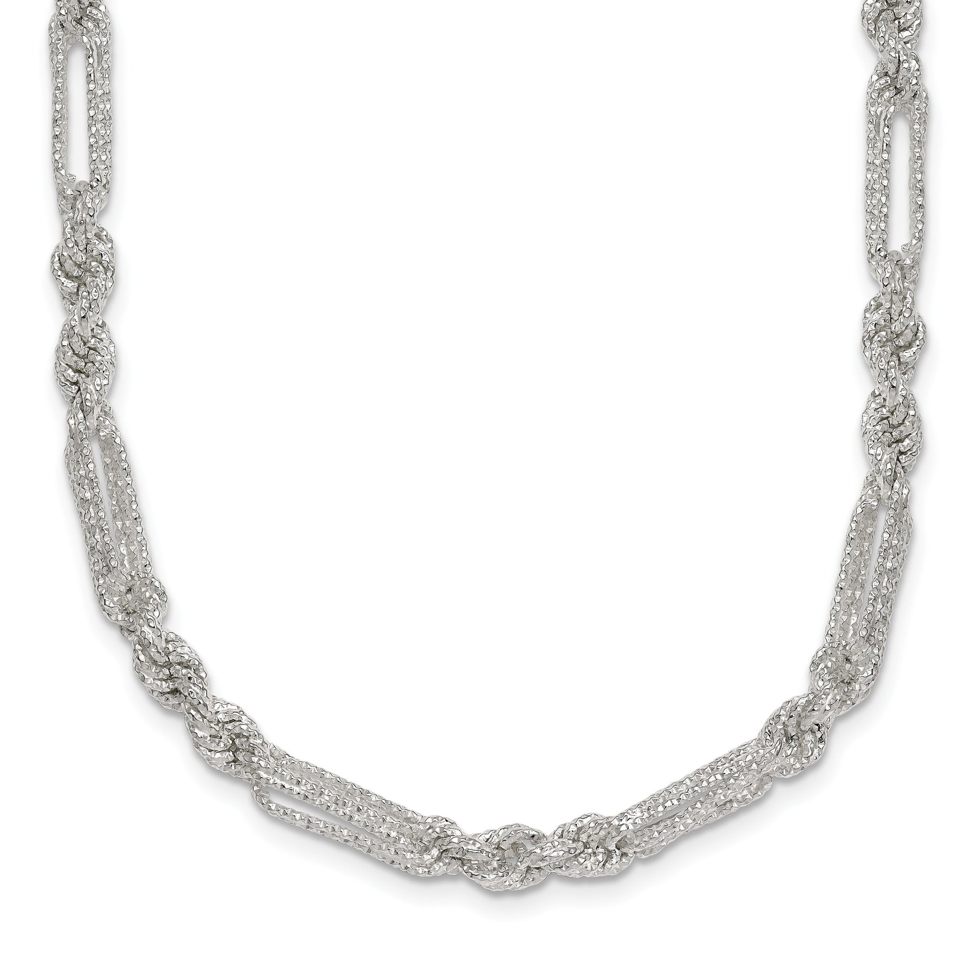 Sterling Silver Polished Textured 4.5mm Figaro Rope 18 inch Necklace