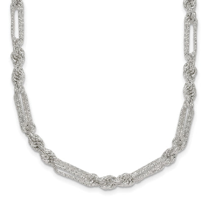 Sterling Silver Polished Textured 4.5mm Figaro Rope 18 inch Necklace