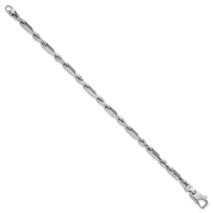 Sterling Silver Rhodium-plated Polished 4.75mm Figaro Rope Chain 8 inch Bracelet