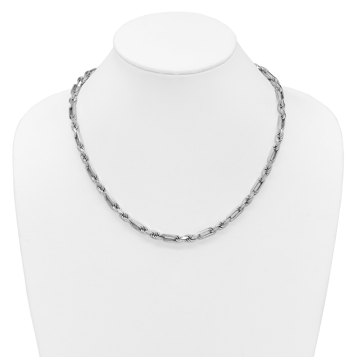 Sterling Silver Rhodium-plated Polished 5.5mm Figaro Rope Chain 20 inch Necklace