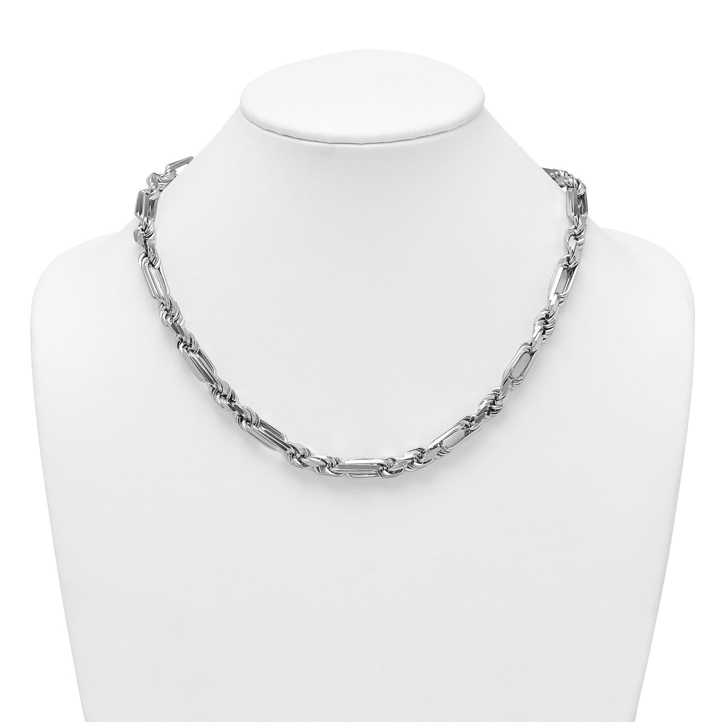 Sterling Silver Rhodium-plated Polished 8.00mm Figaro Rope Chain 20 inch Necklace