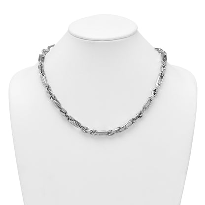 Sterling Silver Rhodium-plated Polished 8.00mm Figaro Rope Chain 20 inch Necklace
