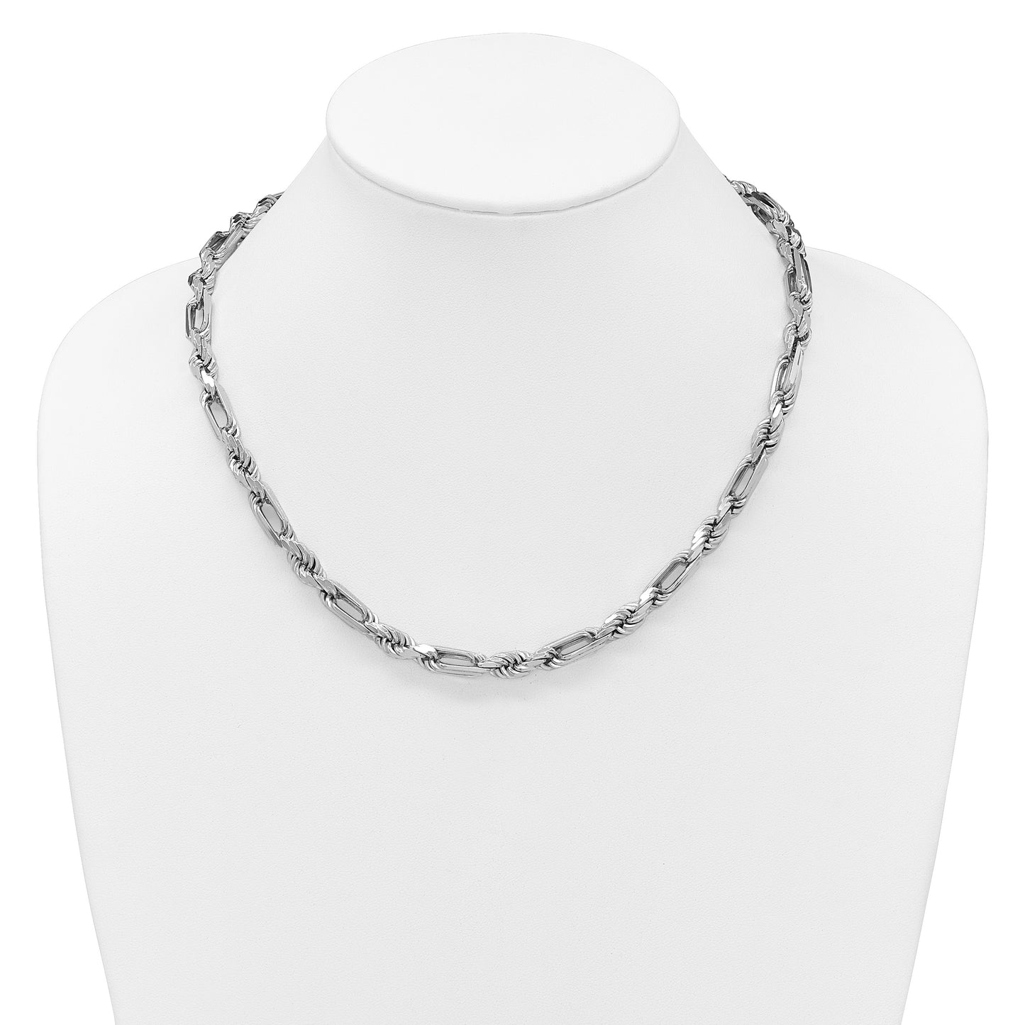 Sterling Silver Rhodium-plated Polished 7.00mm Figaro Rope Chain 19.75 inch Necklace