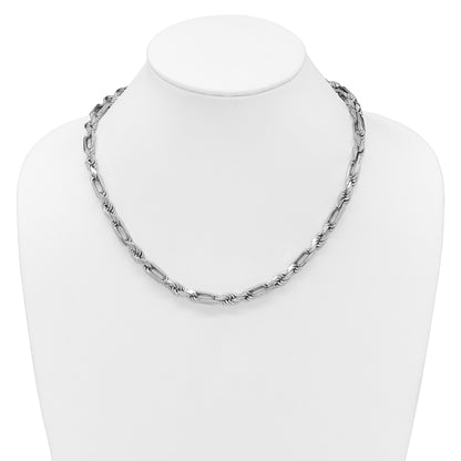 Sterling Silver Rhodium-plated Polished 7.00mm Figaro Rope Chain 19.75 inch Necklace