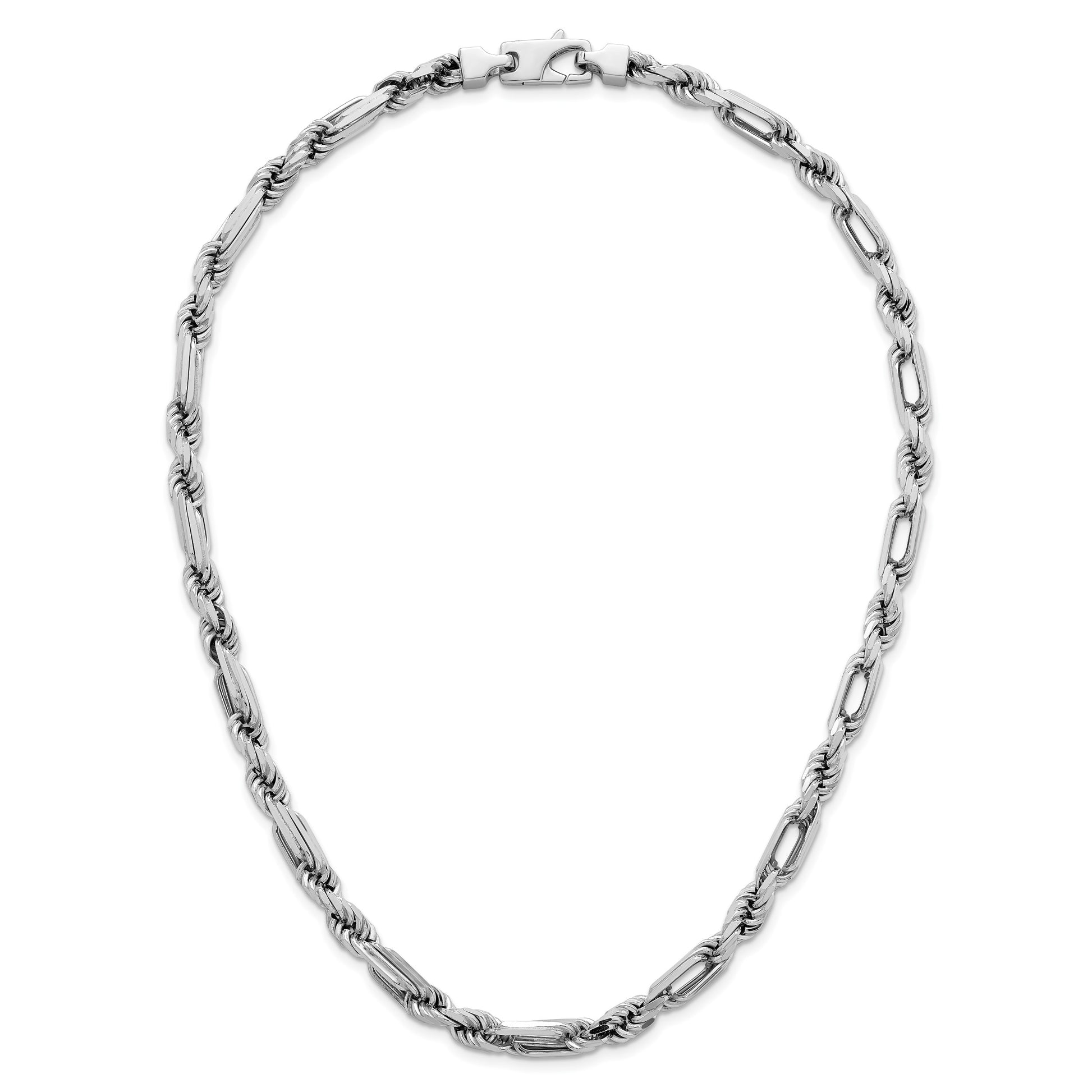 Sterling Silver Rhodium-plated Polished 7.00mm Figaro Rope Chain 19.75 inch Necklace