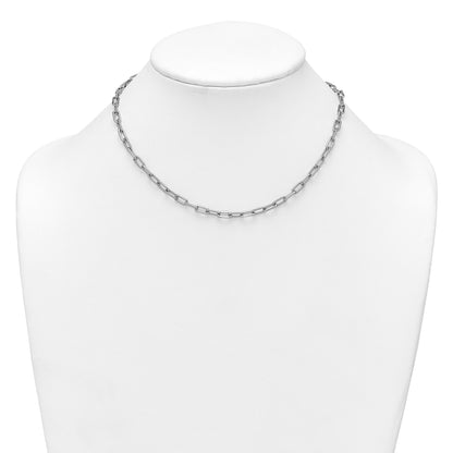 Sterling Silver Rhodium-plated Polished and Twisted Paperclip Link 16 Inch with 2 Inch Extension Necklace