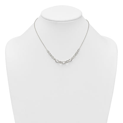 Sterling Silver Polished Fancy Graduated Cable Link 16 Inch with 2 Inch Extension Necklace