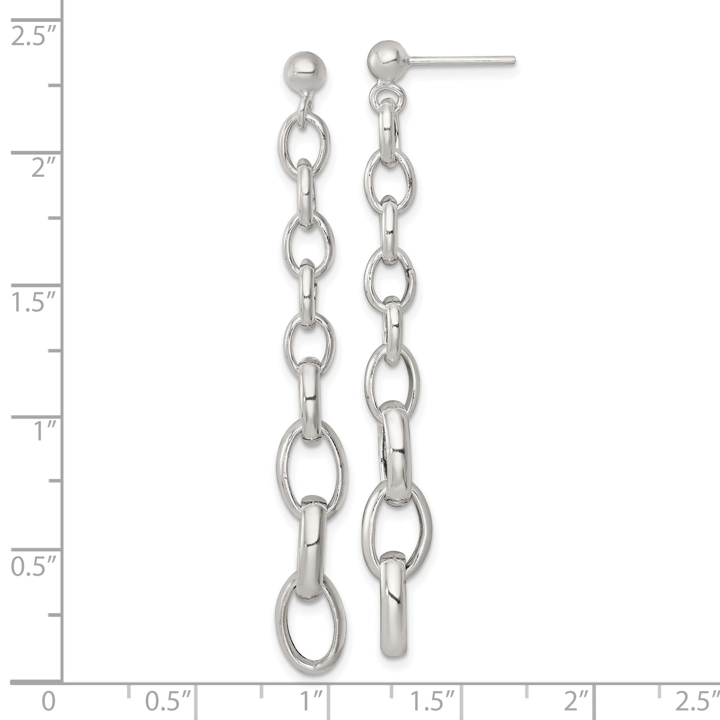 Sterling Silver Polished Graduated Cable Link Post Dangle Earrings
