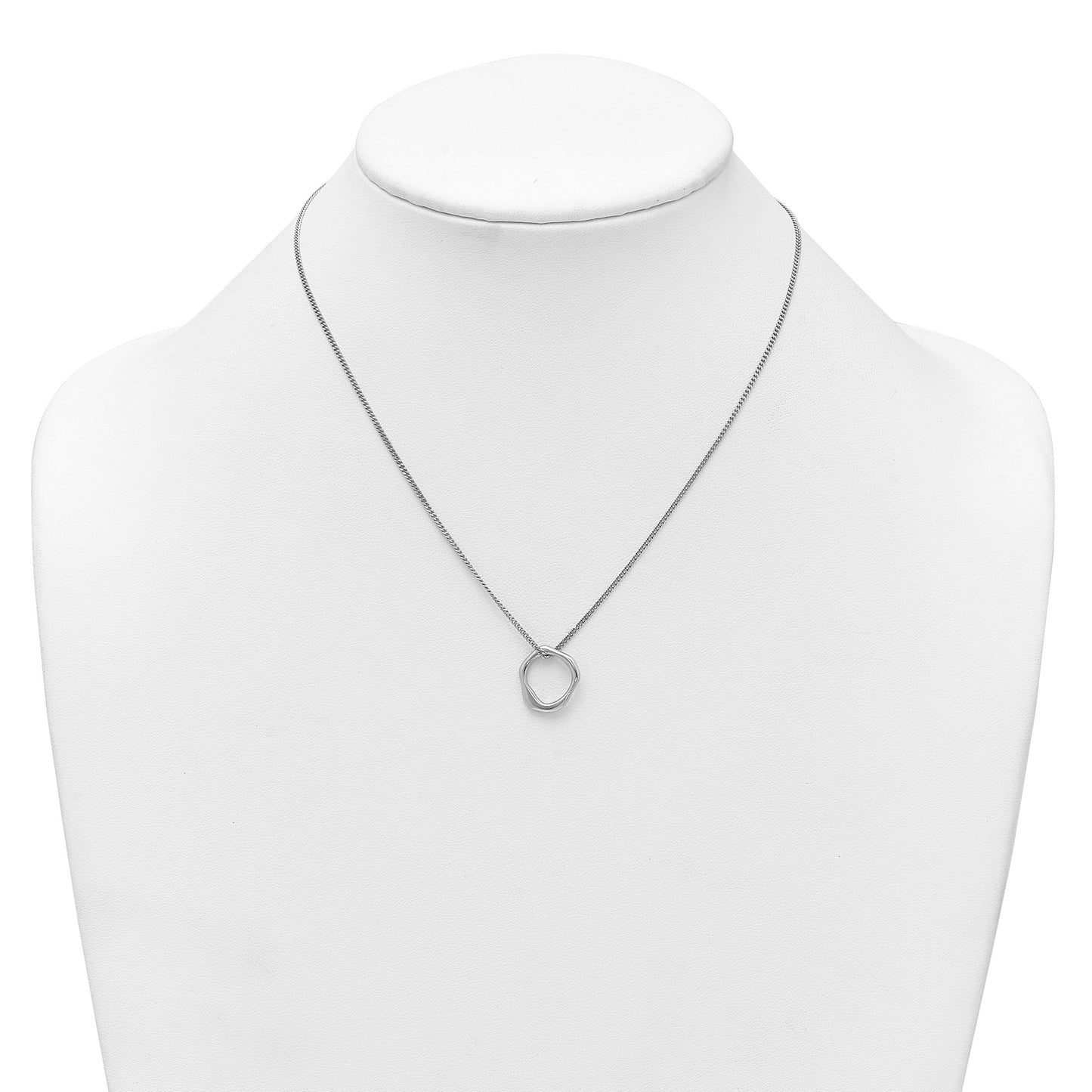 Sterling Silver Rhodium-plated Polished 16 inch with 2 inch extender Abstract Necklace