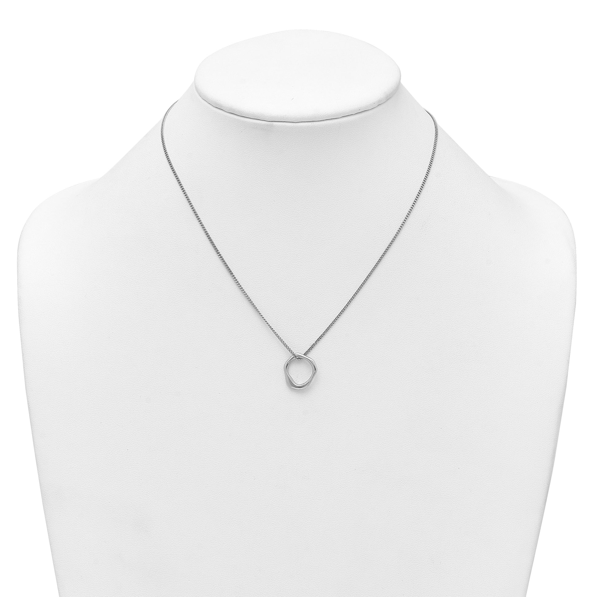 Sterling Silver Rhodium-plated Polished 16 inch with 2 inch extender Abstract Necklace