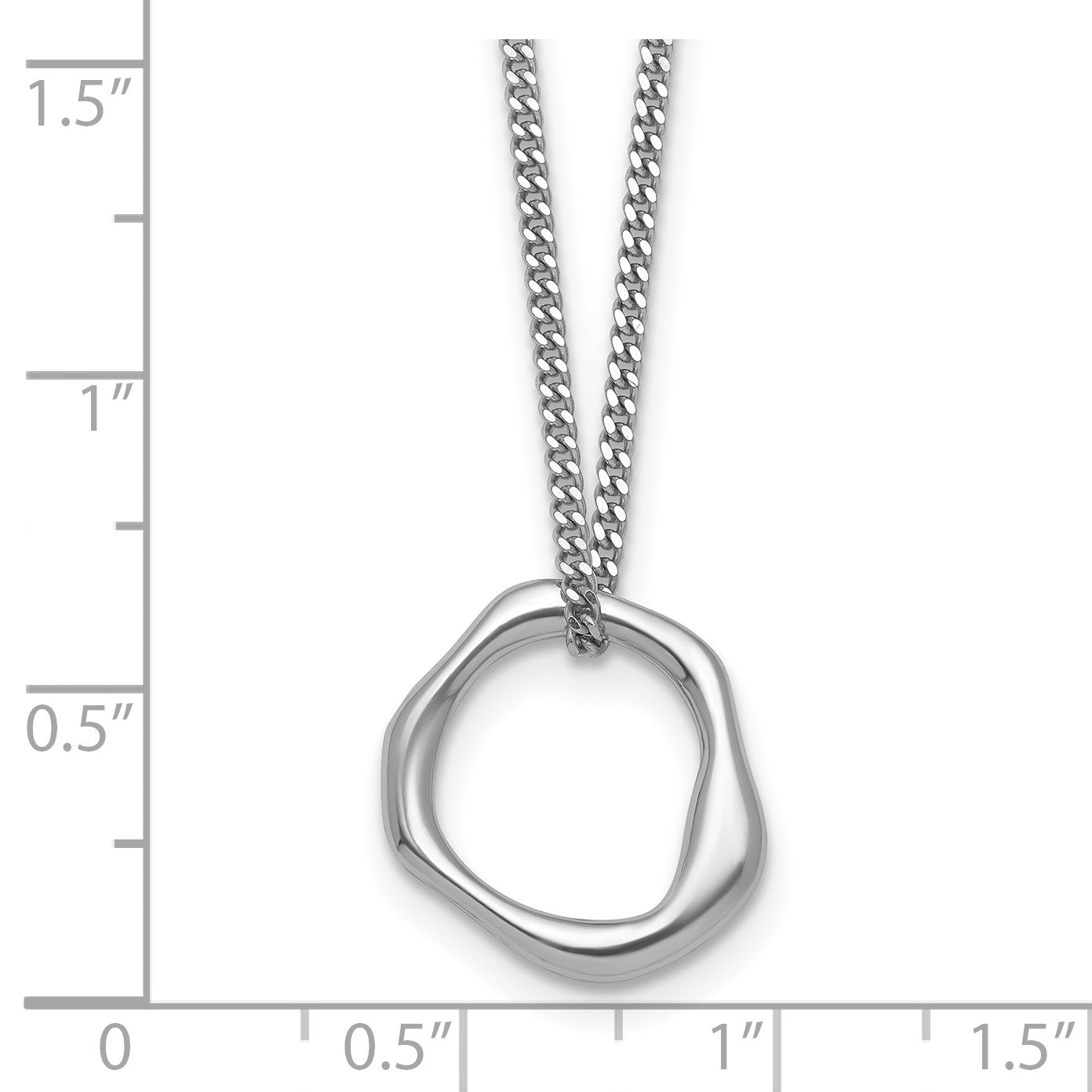 Sterling Silver Rhodium-plated Polished 16 inch with 2 inch extender Abstract Necklace