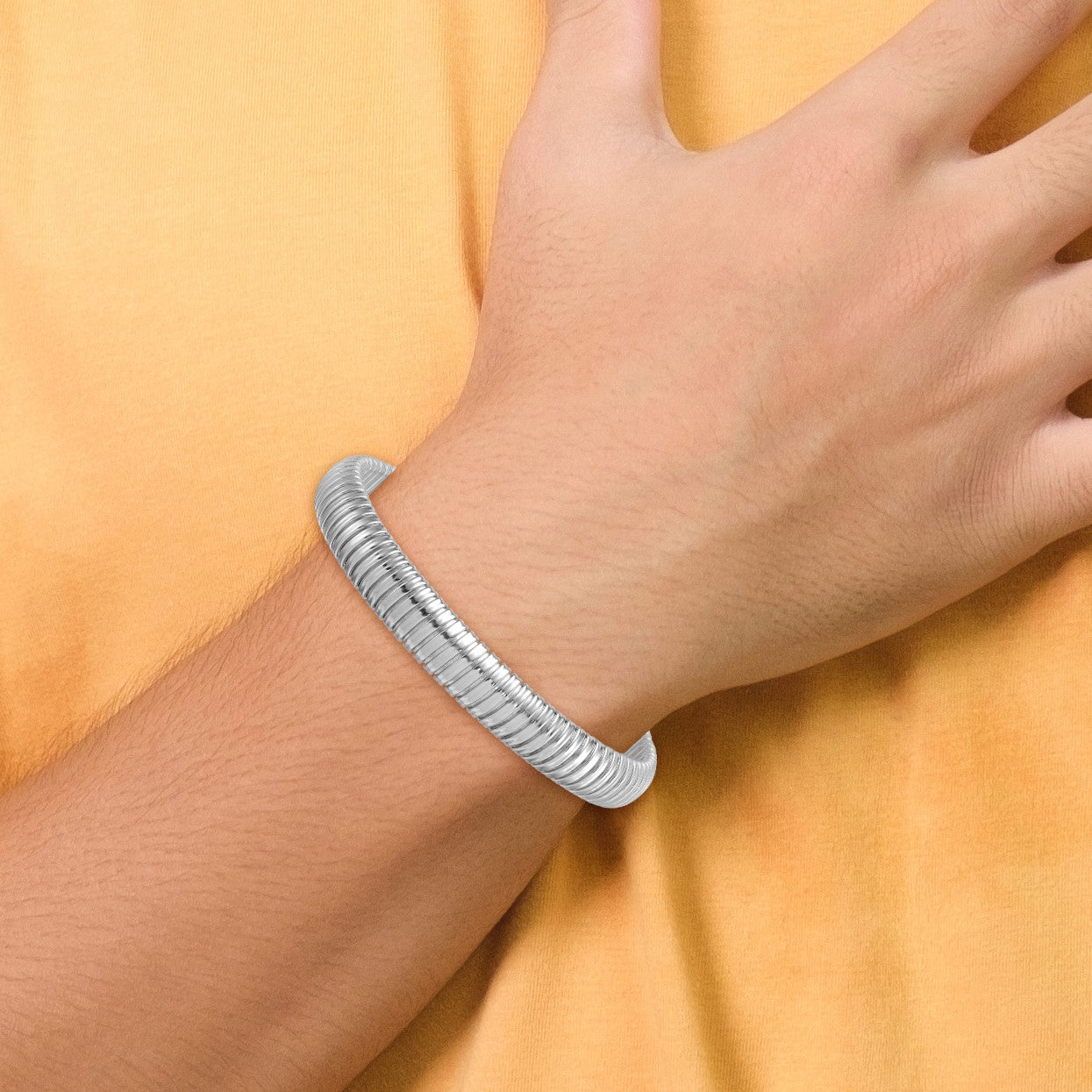 Sterling Silver Rhodium-plated Polished 9mm Cubetto 7.5 inch Bracelet
