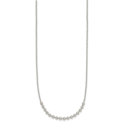 Sterling Silver Polished Center Beaded 18 Inch Necklace