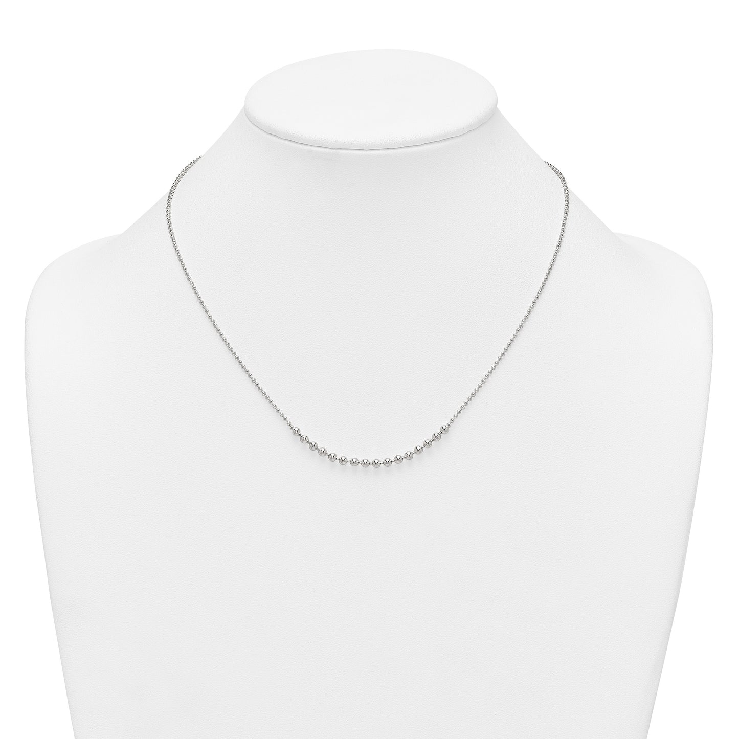 Sterling Silver Polished Center Beaded 18 Inch Necklace